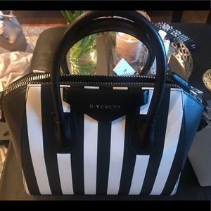 Small Antigona' Stripe Calfskin Leather Satchel